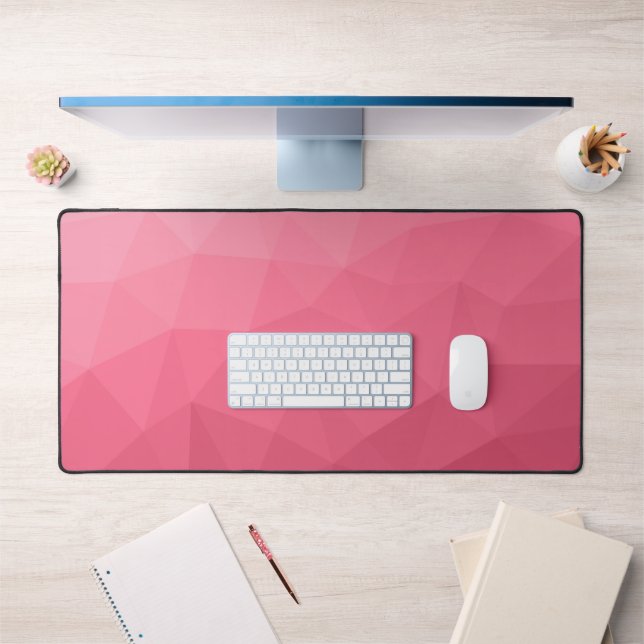 Rose pink light Gradient Geometric Mesh Pattern Desk Mat (Office 1)
