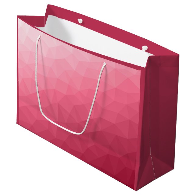 Rose pink light Gradient Geometric Mesh Pattern Large Gift Bag (Front Angled)