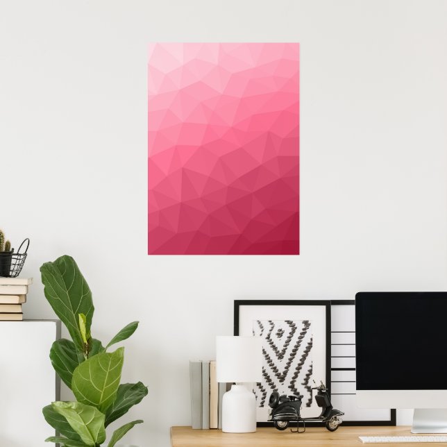 Rose pink light Gradient Geometric Mesh Pattern Poster (Home Office)