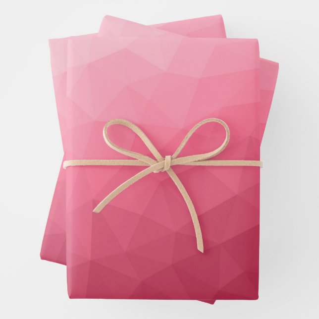 Rose pink light Gradient Geometric Mesh Pattern Wrapping Paper Sheet (In situ)