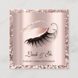 Rose Pink Makeup Artist Lashes Extension Framed Square Business Card