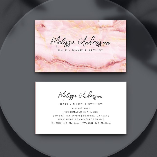 Rose Pink Marble Luxe Aesthetic Business Card (Creator Uploaded)