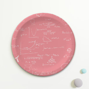 Rose Pink Math Equations and Formulas Paper Plate