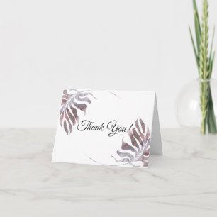 Rose Pink Mauve Watercolor Leaves Thank You Card