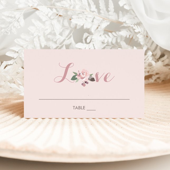 Rose Pink Moody Floral Boho Wedding Place Card (Creator Uploaded)