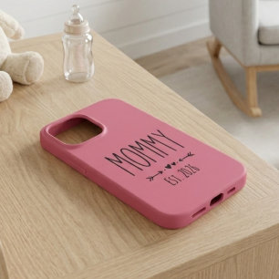 Rose Pink Mummy Est Year Minimal Typography iPhone 13 Pro Max Case