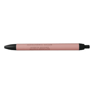 Rose Pink Name Title Company Typographic Black Ink Pen