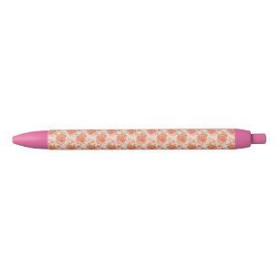 rose pink orange floral pattern wedding spring black ink pen