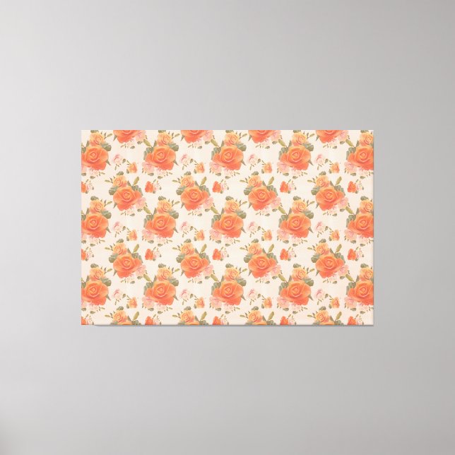 rose pink orange floral pattern wedding spring canvas print (Front)