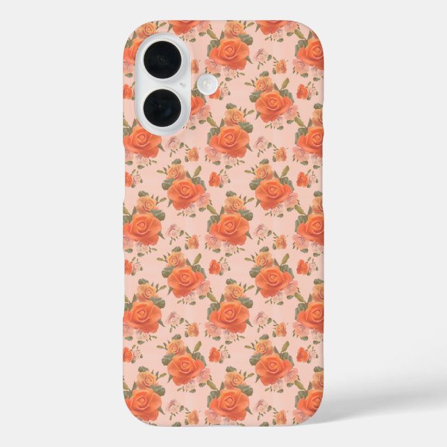 rose pink orange floral pattern wedding spring Case-Mate iPhone case (Back)