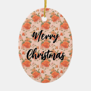rose pink orange floral pattern wedding spring ceramic tree decoration