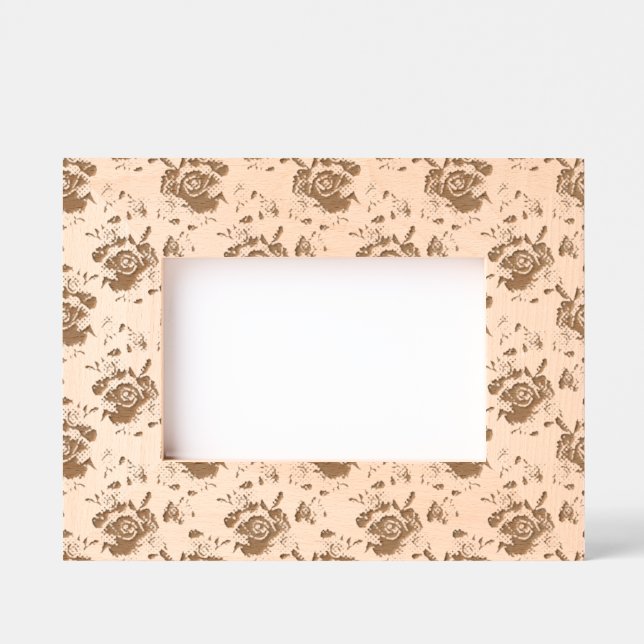 rose pink orange floral pattern wedding spring etched frames (Front)