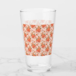 rose pink orange floral pattern wedding spring glass