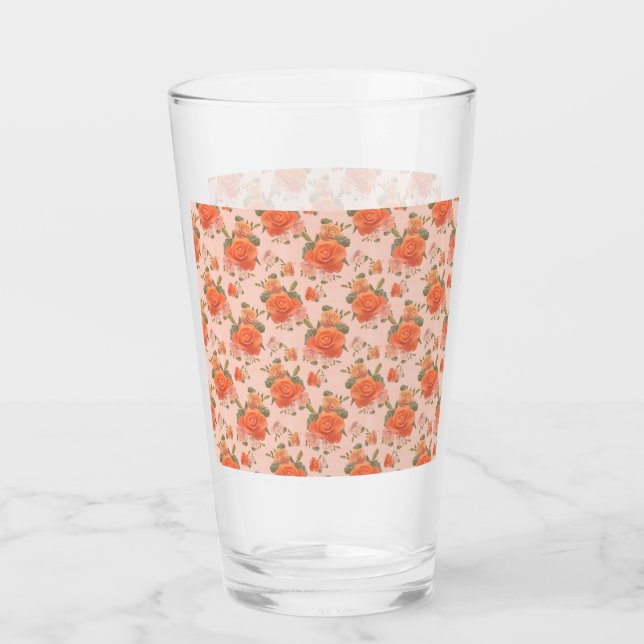 rose pink orange floral pattern wedding spring glass (Front)