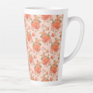 rose pink orange floral pattern wedding spring latte mug