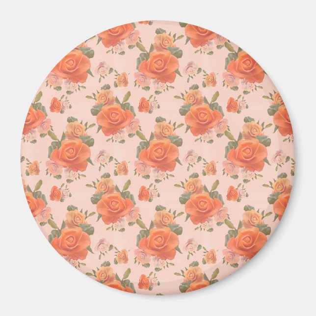 rose pink orange floral pattern wedding spring magnet (Front)
