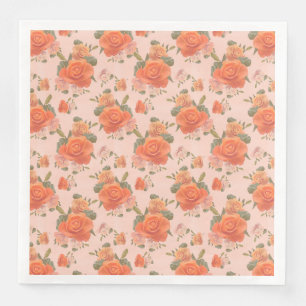 rose pink orange floral pattern wedding spring napkin
