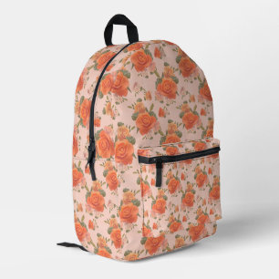 rose pink orange floral pattern wedding spring printed backpack