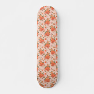 rose pink orange floral pattern wedding spring skateboard