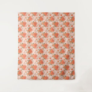 rose pink orange floral pattern wedding spring tapestry