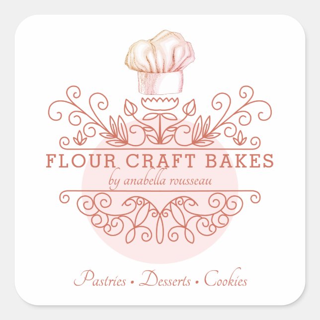 Rose Pink Ornate Frame Baker's Logo Product Label (Front)