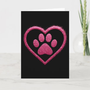 Rose Pink Paw Heart Cute Dog Cat Love Valentines D Card