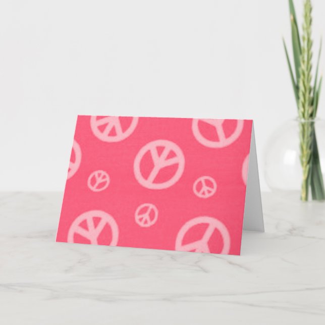 ROSE PINK PEACE SIGNS GREETING CARD (Front)