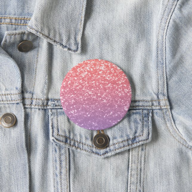 Rose pink purple lavender faux sparkles glitters 7.5 cm round badge (In Situ)