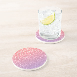 Rose pink purple lavender faux sparkles glitters coaster