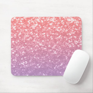 Rose pink purple lavender faux sparkles glitters mouse pad