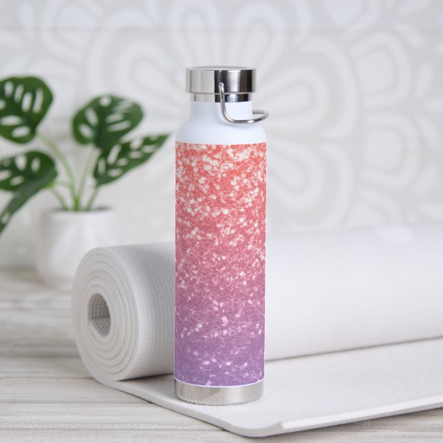 Rose pink purple lavender faux sparkles glitters water bottle (Yoga)
