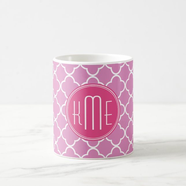 Rose Pink Quatrefoil with Custom Monogram Coffee Mug (Center)