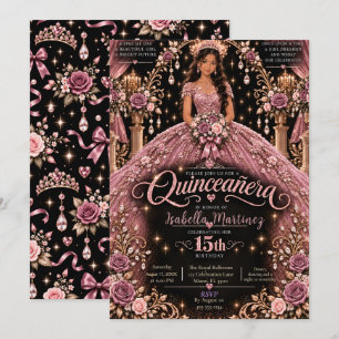 Rose Pink Quinceañera Celebration Invitation