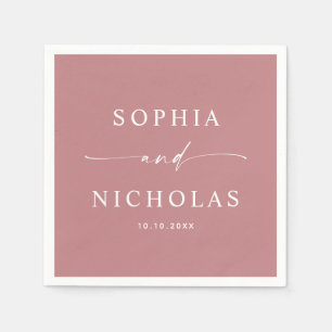 Rose Pink Romantic Minimalist Script Wedding Napkin