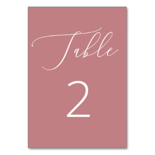 Rose Pink Romantic Minimalist Script Wedding Table Number