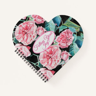 Rose Pink Roses floral Follow Your Joy Pattern Not Notebook