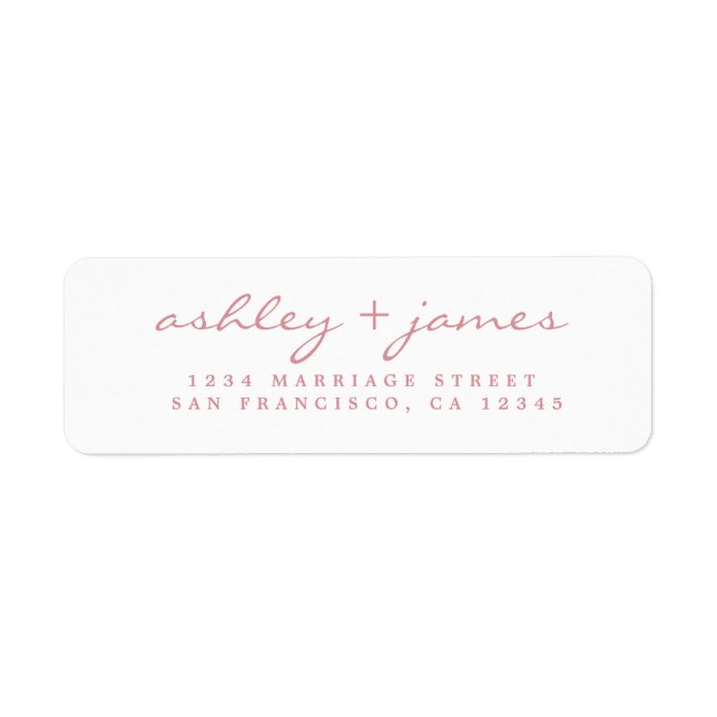 Rose Pink Script Elegant Wedding Return Address (Front)