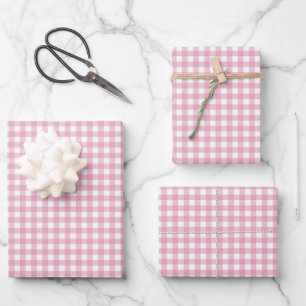 Rose Pink Simple Plaid Wrapping Paper Sheet