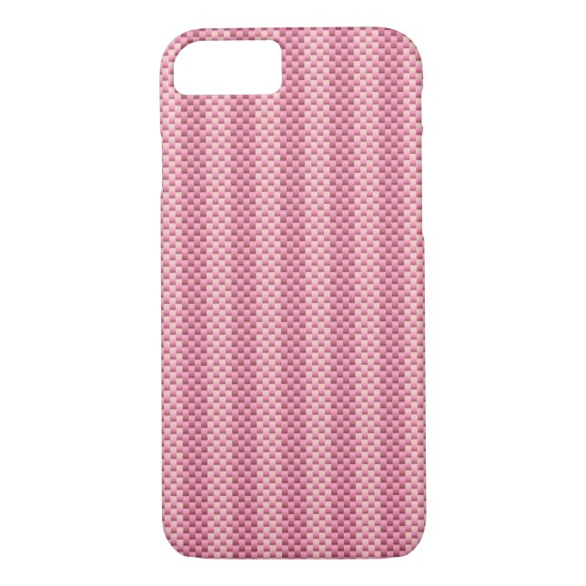 Rose pink striped carbon fibre patterned Case-Mate iPhone case (Back)