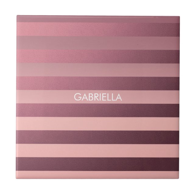 Rose Pink Stripes Tile (Front)
