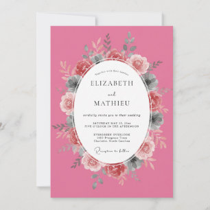Rose Pink Vibrant Botanical Wedding Invitation