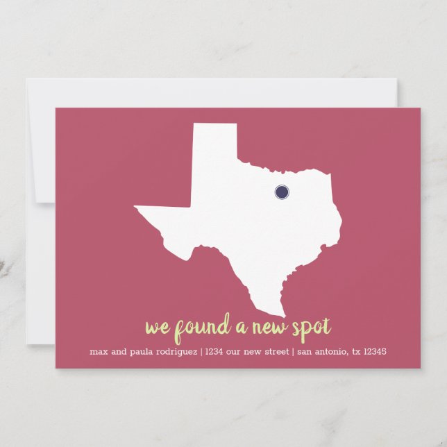 Rose Pink We Found a New Spot - Texas Moving Announcement (Front)