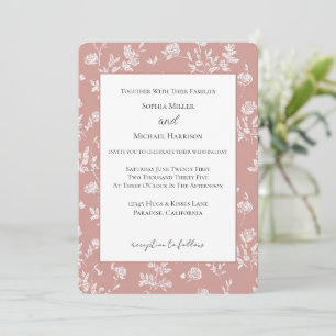 Rose Pink White Flowers Wedding Invitation