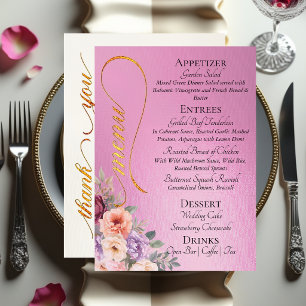 Rose Pink - Wildflowers, Monogram & Thank You Menu