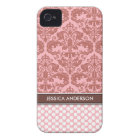 Rose Polka Dot Damask Pattern iPhone 4 Case-Mate