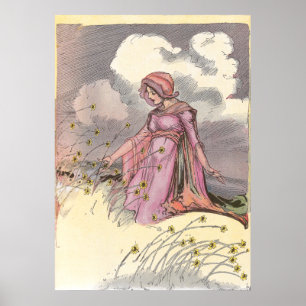 Rose Princess in Field of Flowers Poster