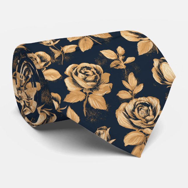 Rose Print Bride Father Destination Wedding  Tie (Rolled)