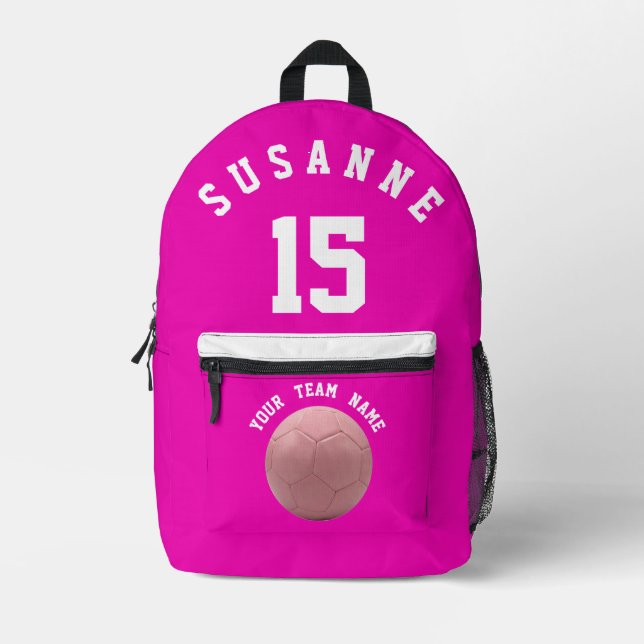 Rose Print Cut Sew soccer sport Girls pink  Printed Backpack (Front)
