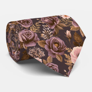 Rose Print Groomsmen Fall Wedding Tie