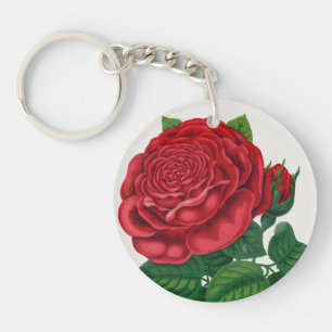 Rose Print Rochester Lithographing and Printing Co Key Ring